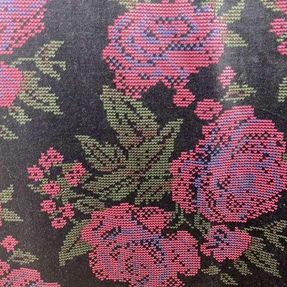 Vintage Tumbleweeds Skirt Velvet Floral Rose Lined Long Modest Belt EUC Sz 32 - Picture 3 of 10